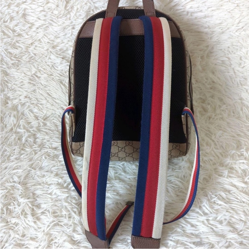 Gucci Beige Cat Print Backpack with Red Accent - Picture 5 of 16